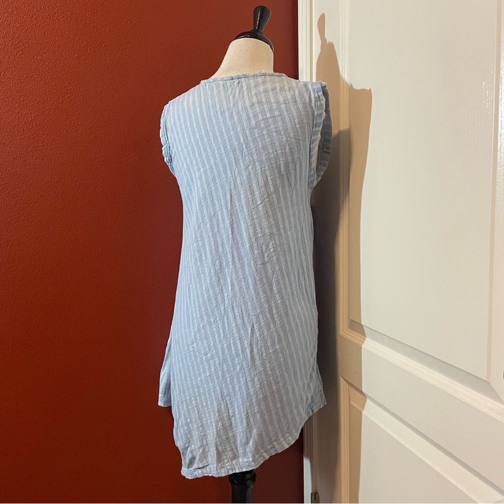 Yasuko Kurisaka Women’s Asymmetrical Striped Sleeveless Mini 100% Cotton Dress - Picture 5 of 5